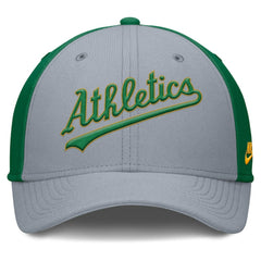Gray/Green Athletics Nike Rise Swoosh Performance Flex Hat