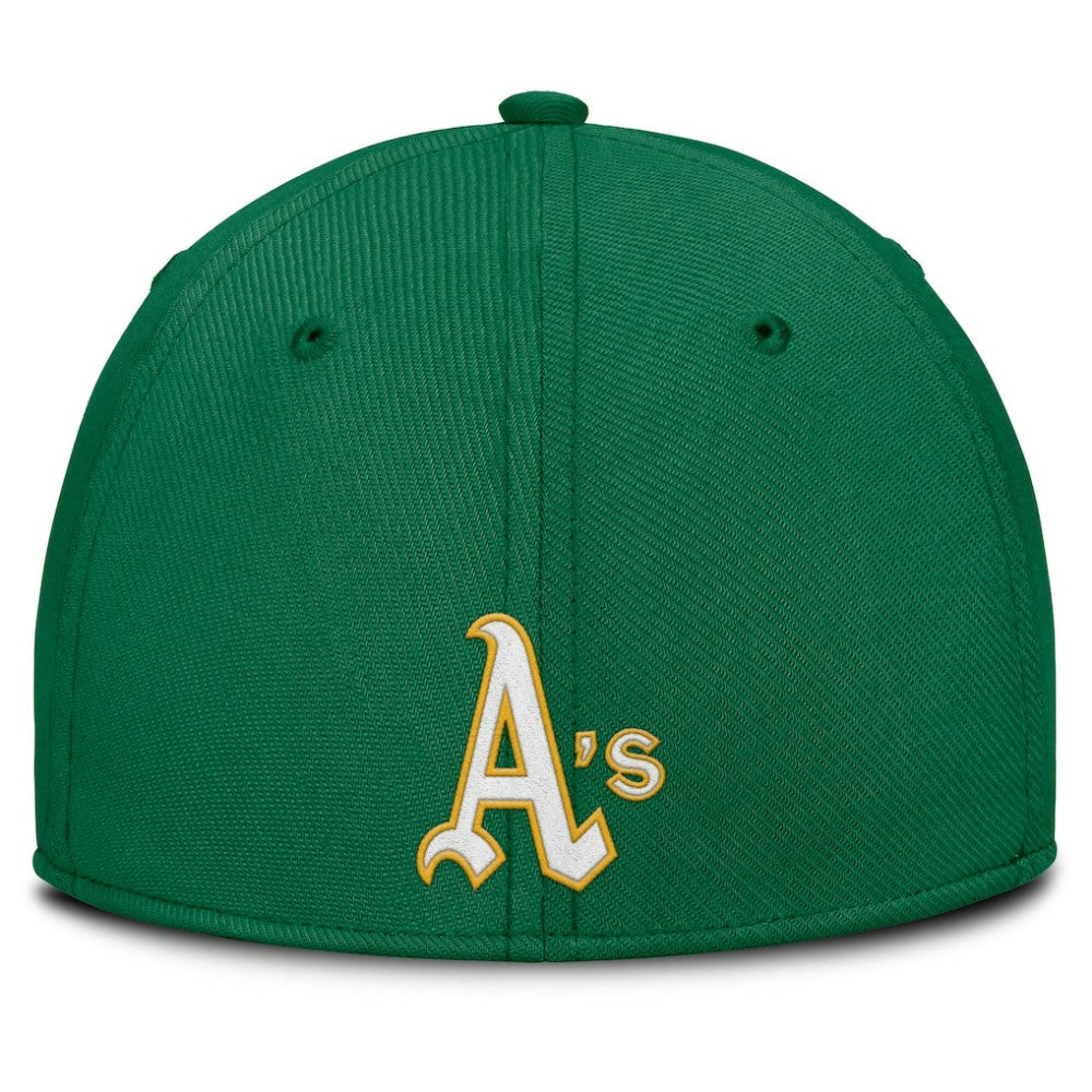 Gray/Green Athletics Nike Rise Swoosh Performance Flex Hat