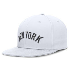 White New York Yankees Nike Wordmark Dri-FIT Round Bill True Fitted Hat