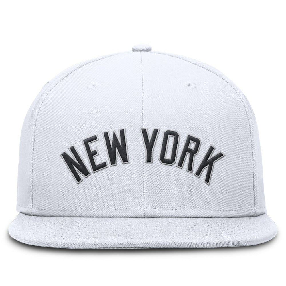 White New York Yankees Nike Wordmark Dri-FIT Round Bill True Fitted Hat