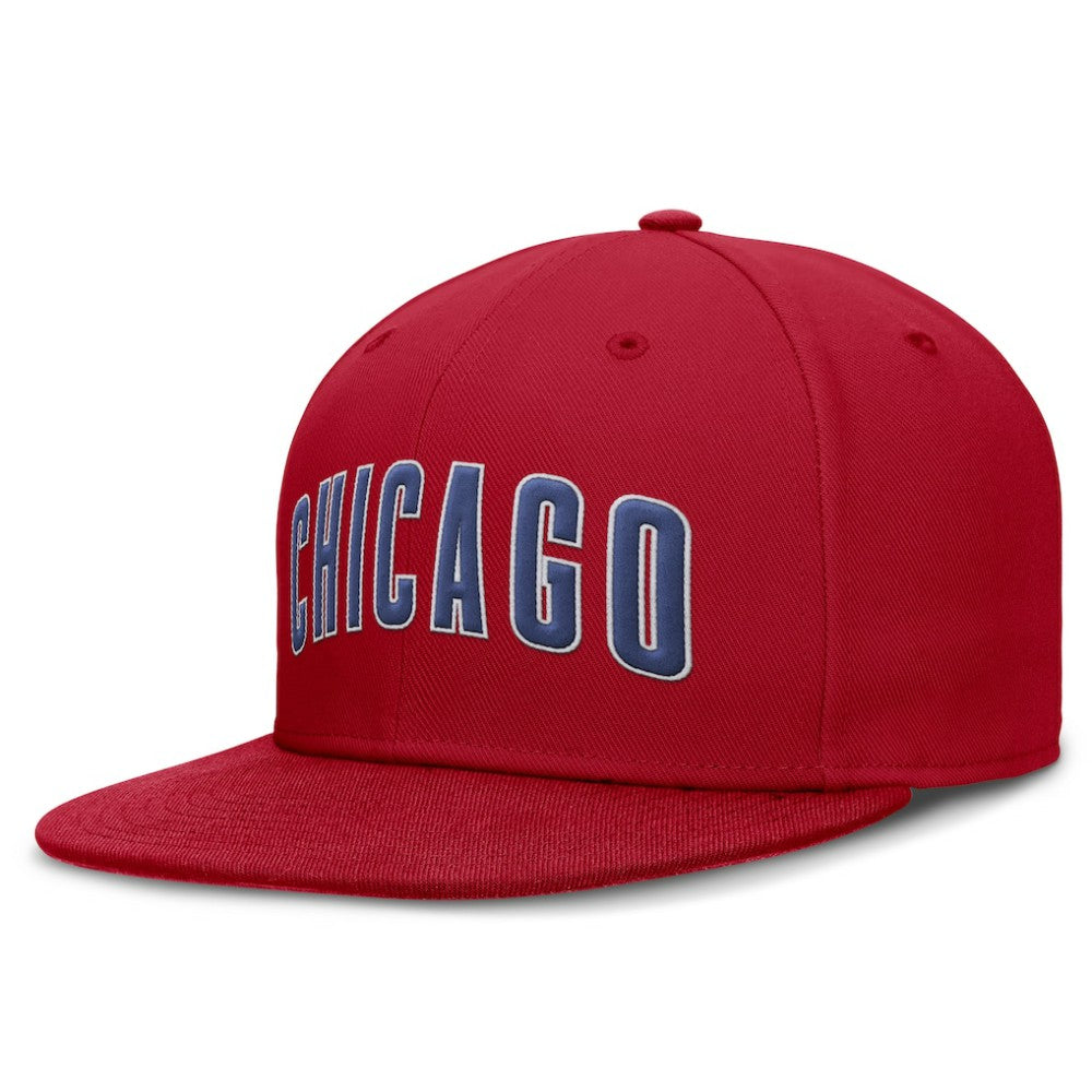 Red Chicago Cubs Nike Wordmark Dri-FIT Round Bill True Fitted Hat