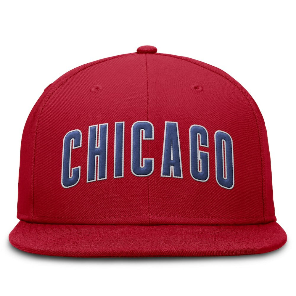 Red Chicago Cubs Nike Wordmark Dri-FIT Round Bill True Fitted Hat