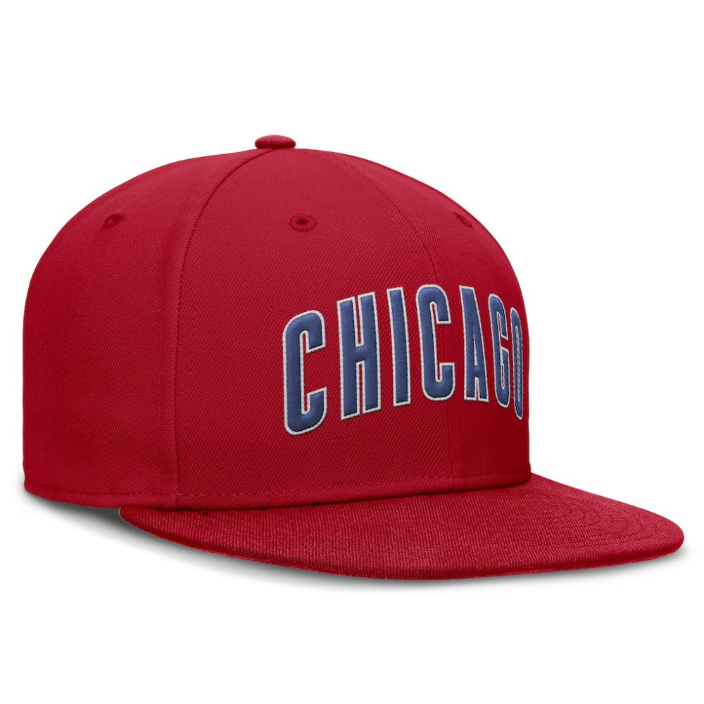Red Chicago Cubs Nike Wordmark Dri-FIT Round Bill True Fitted Hat