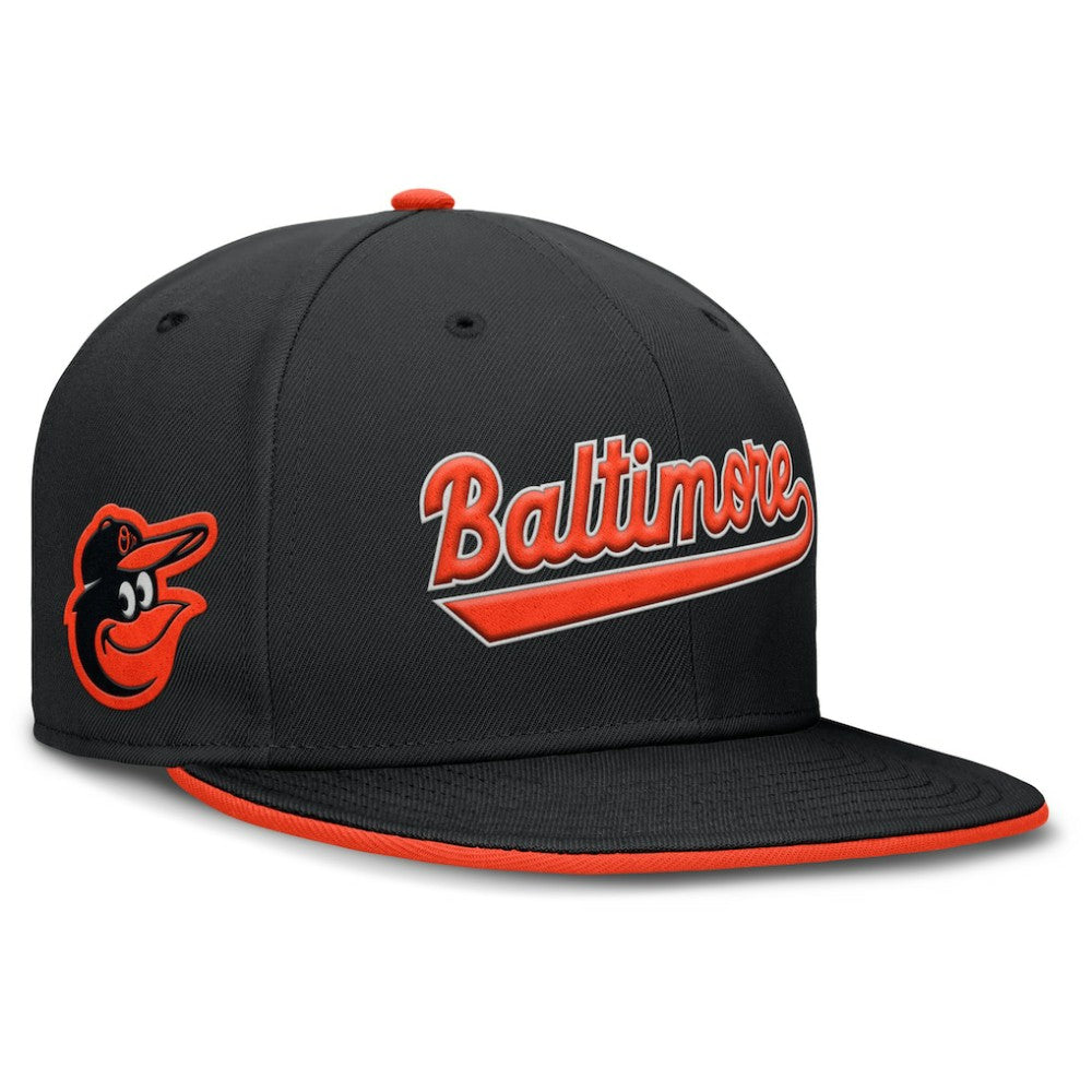 Black Baltimore Orioles Nike Primetime Dri-FIT Round Bill True Fitted Hat