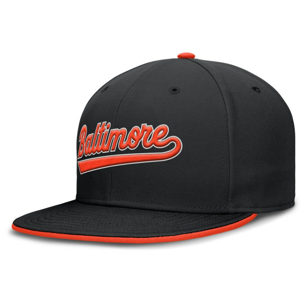 Black Baltimore Orioles Nike Primetime Dri-FIT Round Bill True Fitted Hat