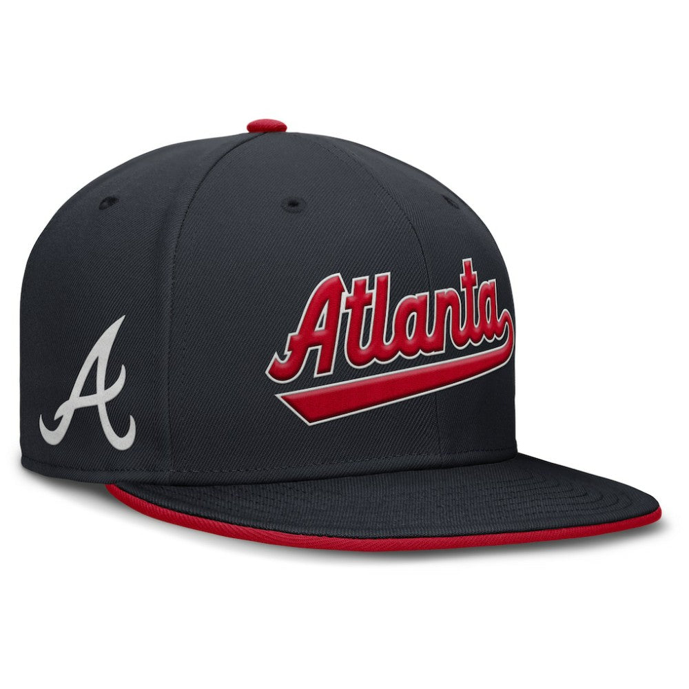 Navy Atlanta Braves Nike Primetime Dri-FIT Round Bill True Fitted Hat