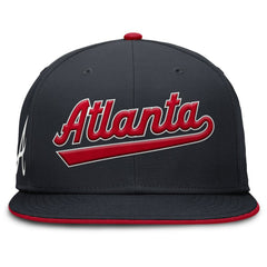 Navy Atlanta Braves Nike Primetime Dri-FIT Round Bill True Fitted Hat