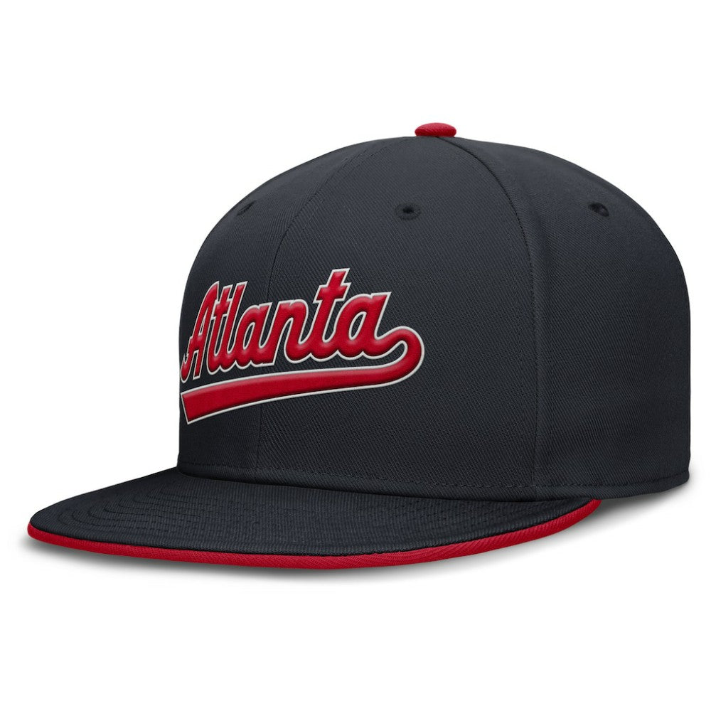 Navy Atlanta Braves Nike Primetime Dri-FIT Round Bill True Fitted Hat