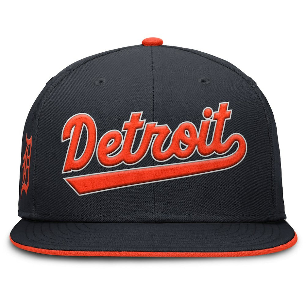 Navy Detroit Tigers Nike Primetime Dri-FIT Round Bill True Fitted Hat