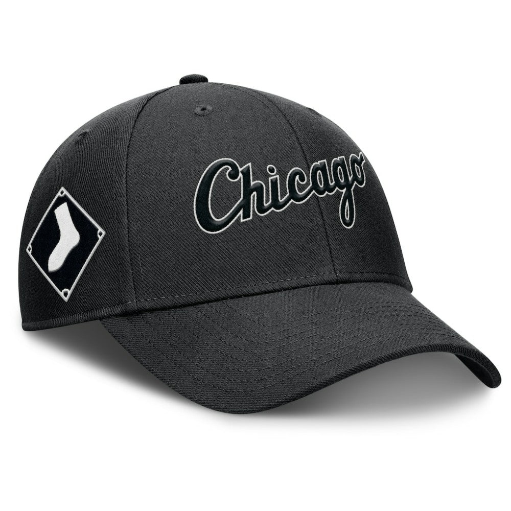 Black Chicago White Sox Nike Rise Gaberdine Adjustable Hat