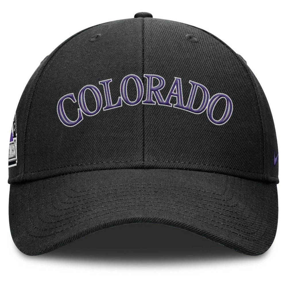 Black Colorado Rockies Nike Rise Gaberdine Adjustable Hat