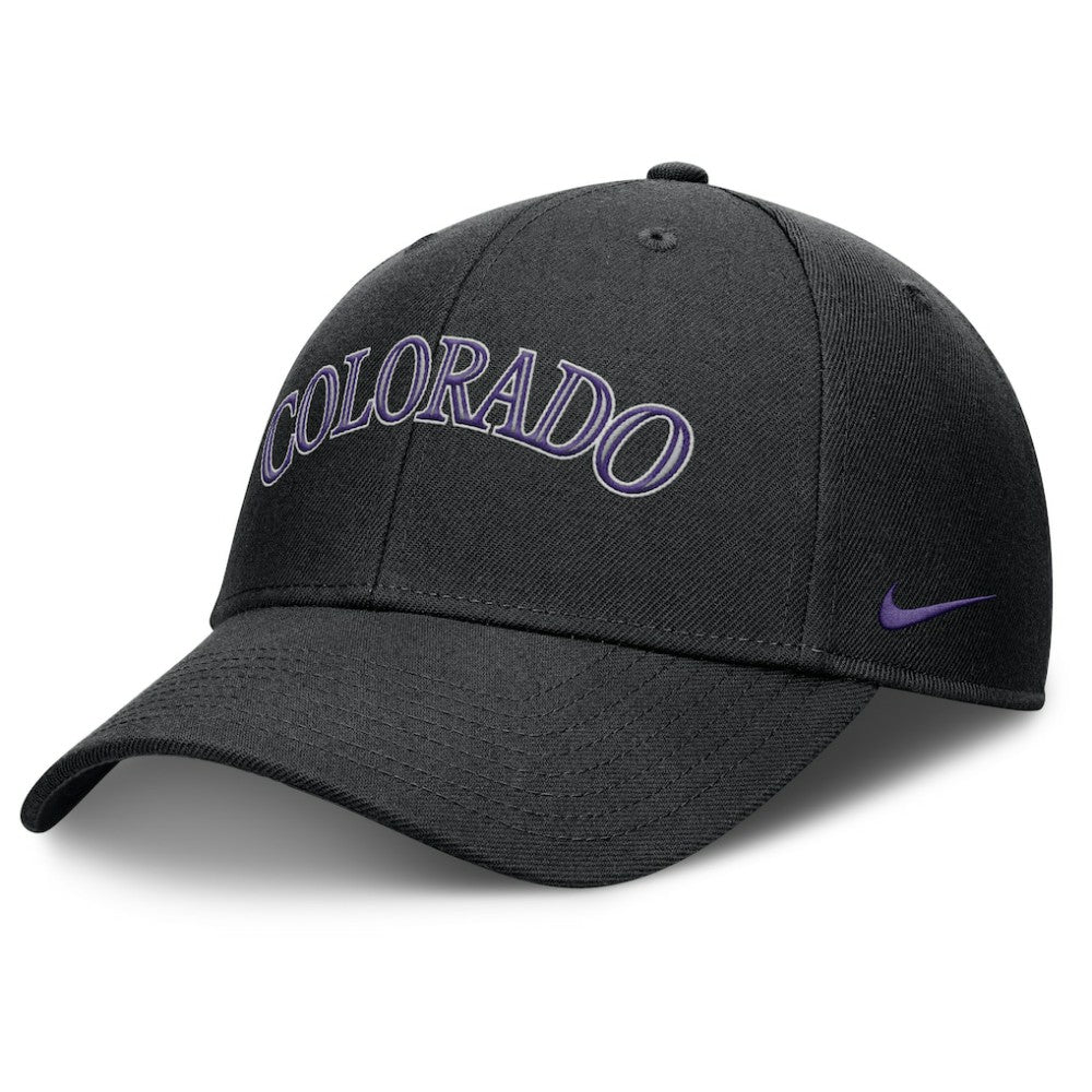 Black Colorado Rockies Nike Rise Gaberdine Adjustable Hat