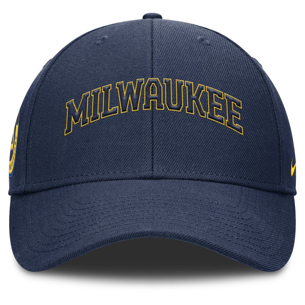Navy Milwaukee Brewers Nike Rise Gaberdine Adjustable Hat