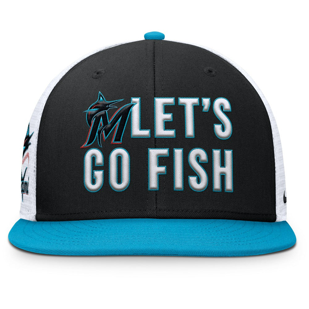 Black/Light Blue Miami Marlins Nike Pro Performance Trucker Snapback Hat
