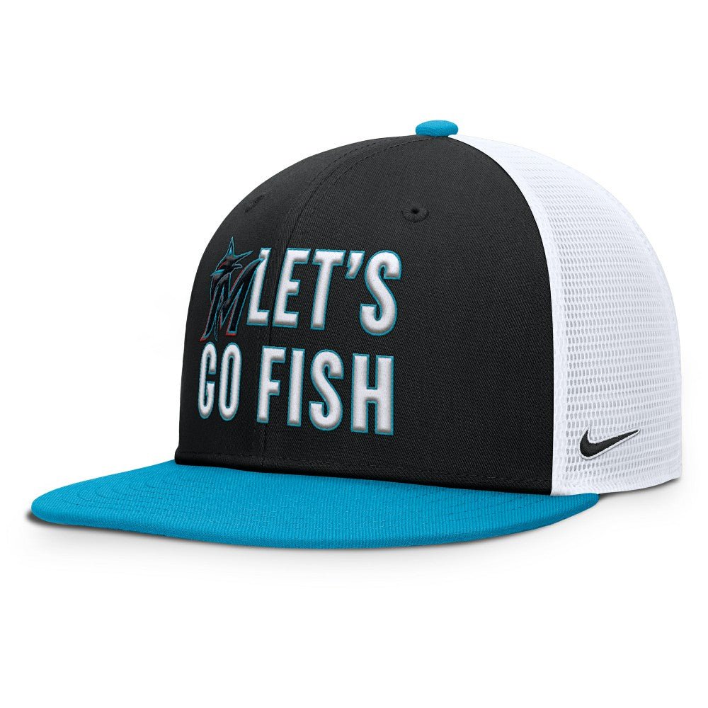 Black/Light Blue Miami Marlins Nike Pro Performance Trucker Snapback Hat