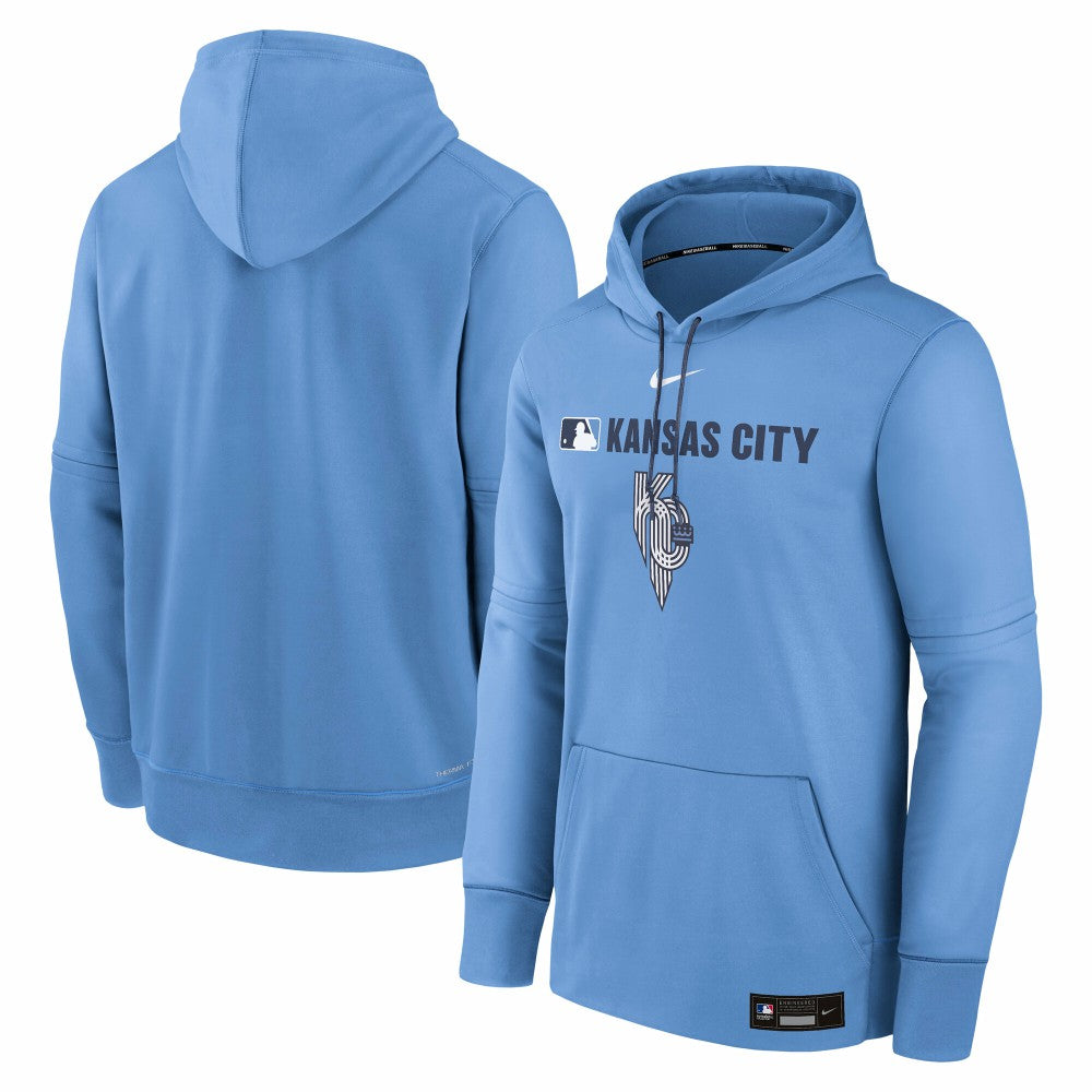Light Blue Kansas City Royals Nike Authentic Collection City Connect Therma Pullover Hoodie