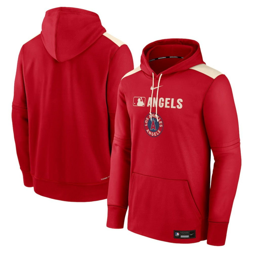 Red Los Angeles Angels Nike Authentic Collection City Connect Therma Pullover Hoodie