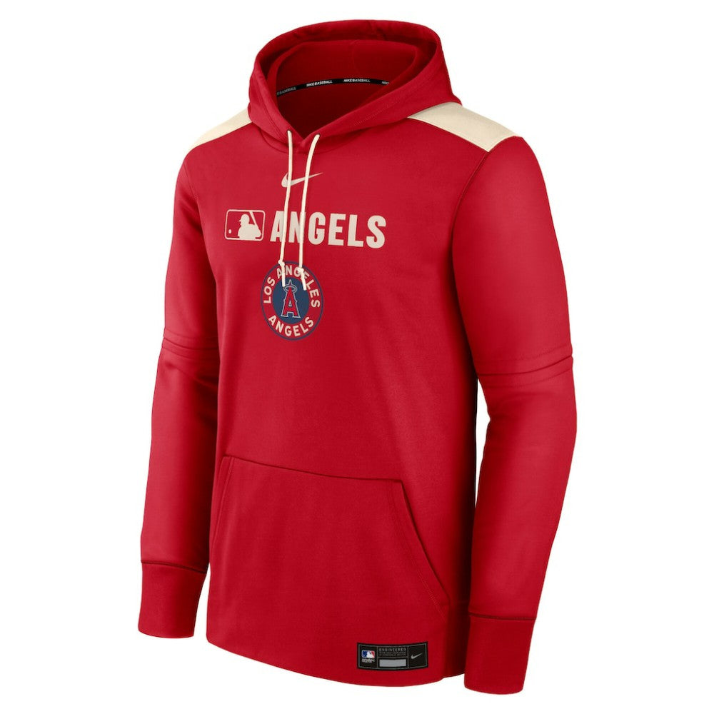 Red Los Angeles Angels Nike Authentic Collection City Connect Therma Pullover Hoodie