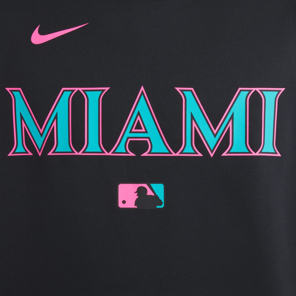 Black Miami Marlins Nike 2025 City Connect Authentic Collection Therma Pullover Hoodie