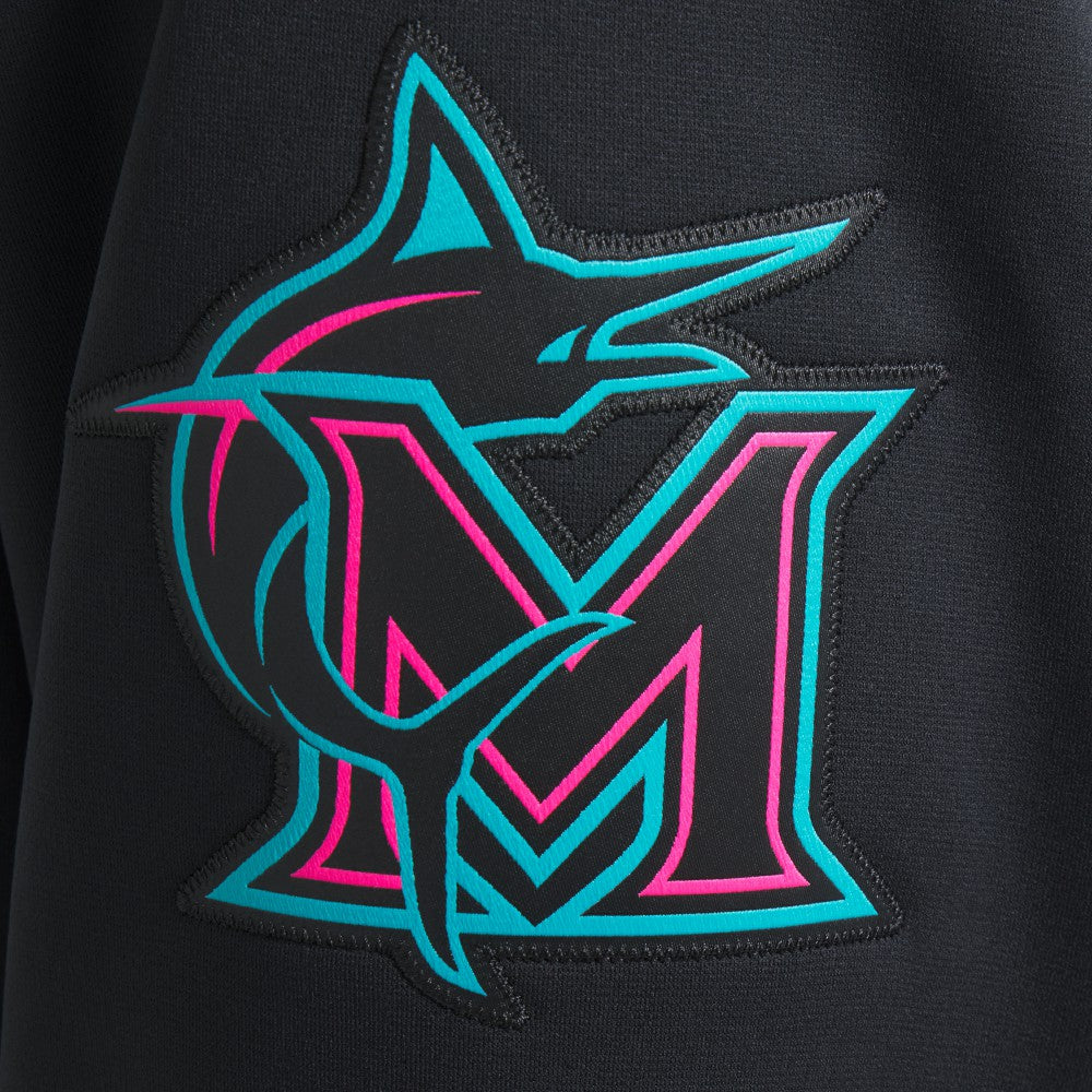 Black Miami Marlins Nike 2025 City Connect Authentic Collection Therma Pullover Hoodie