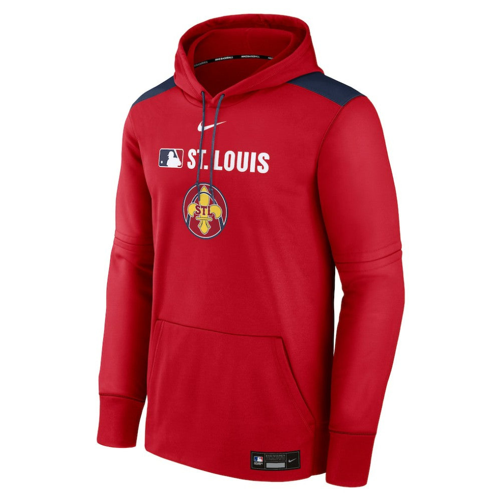 Red St. Louis Cardinals Nike Authentic Collection City Connect Therma Pullover Hoodie