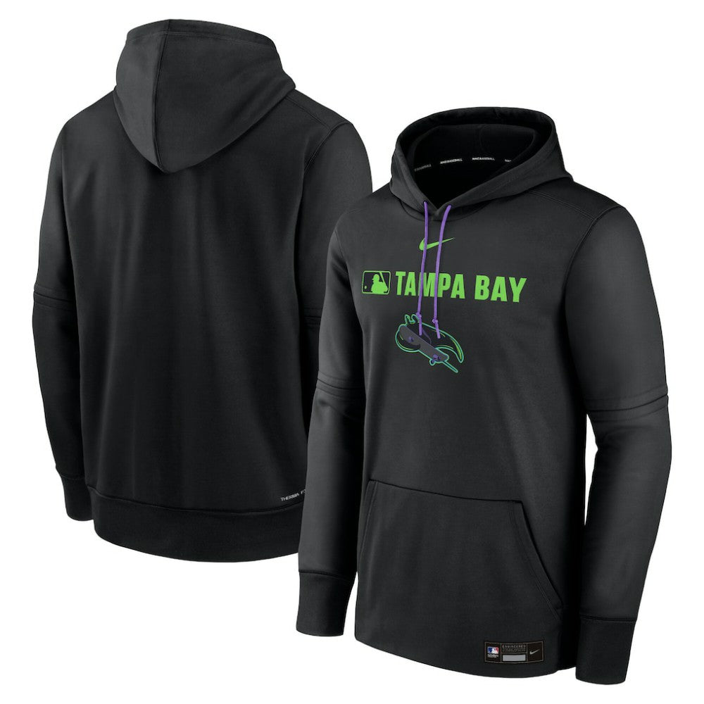 Black Tampa Bay Rays Nike Authentic Collection City Connect Therma Pullover Hoodie