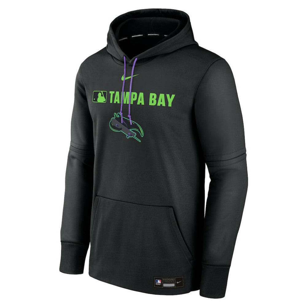 Black Tampa Bay Rays Nike Authentic Collection City Connect Therma Pullover Hoodie
