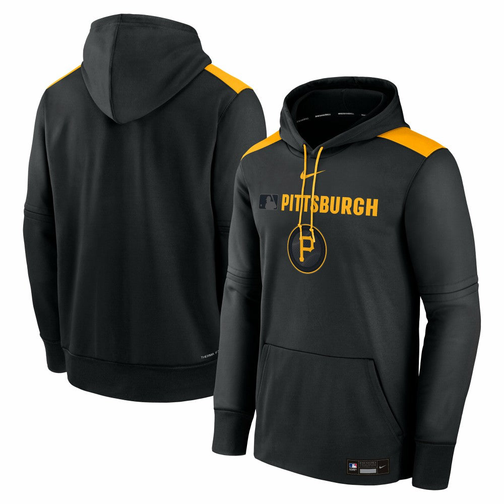Black Pittsburgh Pirates Nike Authentic Collection City Connect Therma Pullover Hoodie