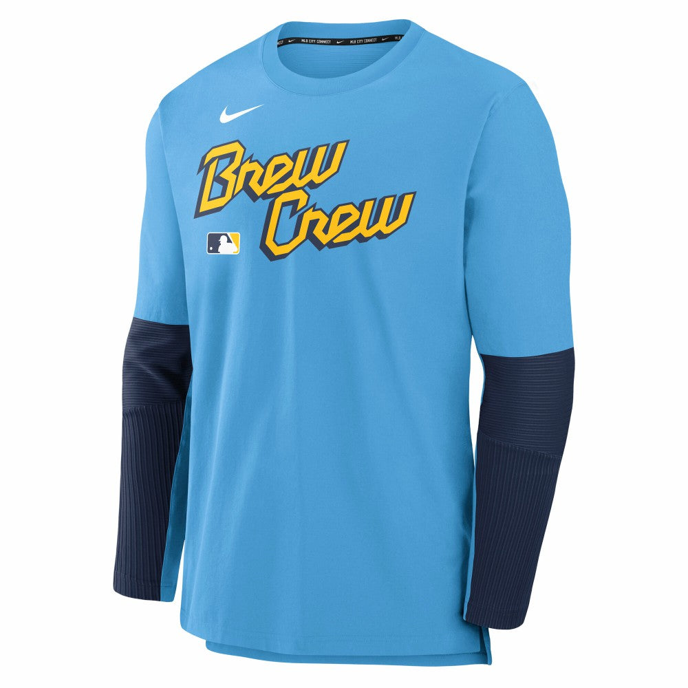 Light Blue Milwaukee Brewers Nike 2025 City Connect Authentic Collection Player Dri-FIT Lightweight Pullover