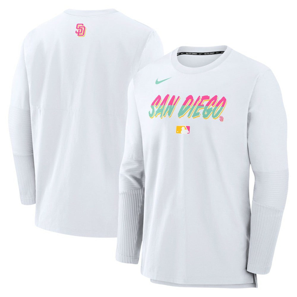 White San Diego Padres Nike 2025 City Connect Authentic Collection Player Dri-FIT Lightweight Pullover