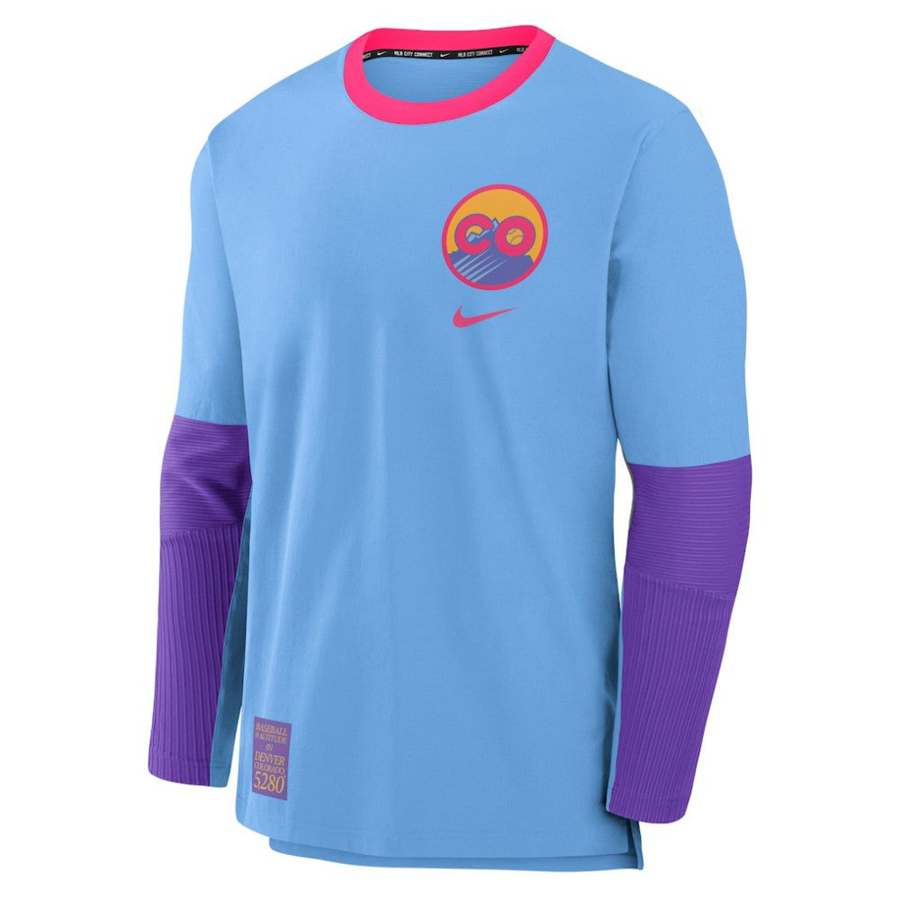 Light Blue Colorado Rockies Nike 2025 City Connect Authentic Collection Player Dri-FIT Lightweight Pullover