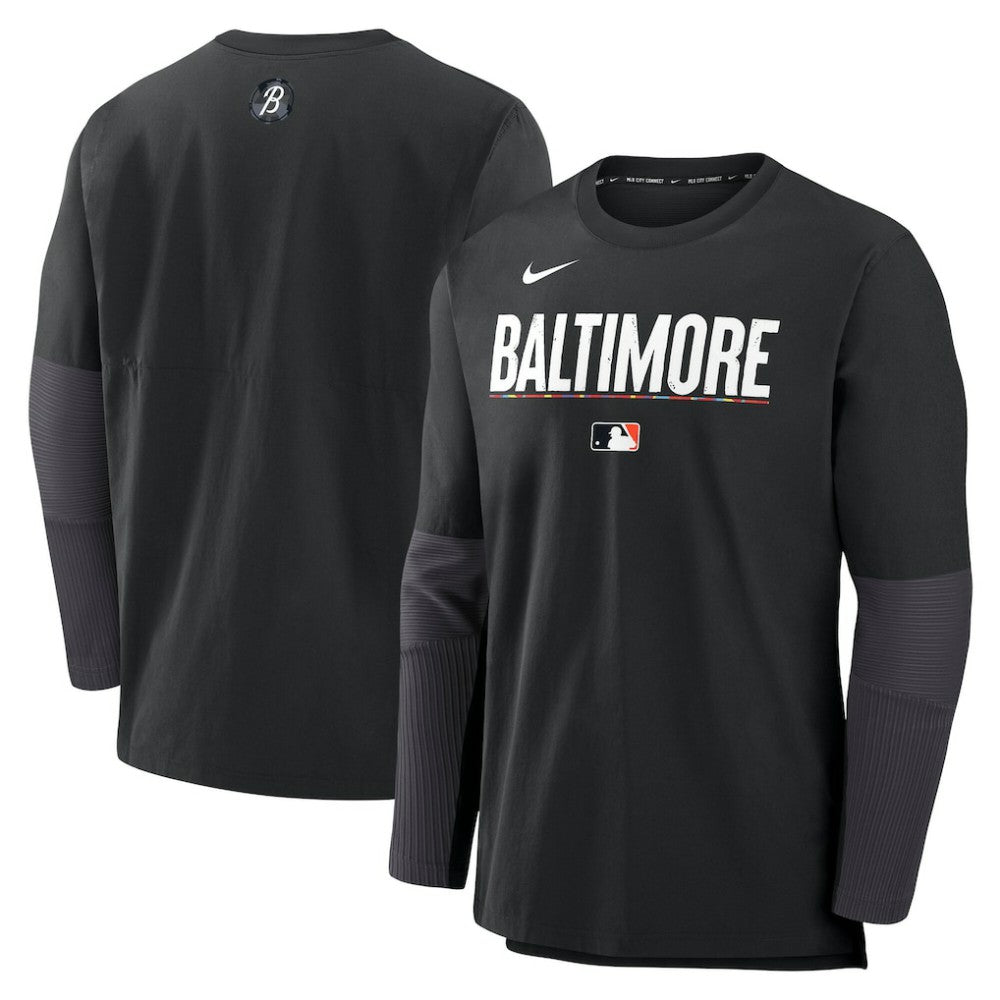 Black Baltimore Orioles Nike 2025 City Connect Authentic Collection Player Dri-FIT Lightweight Pullover