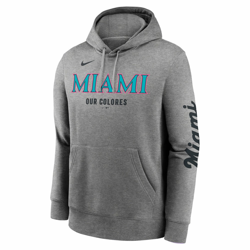 Heather Charcoal Miami Marlins Nike City Connect Club Hoodie