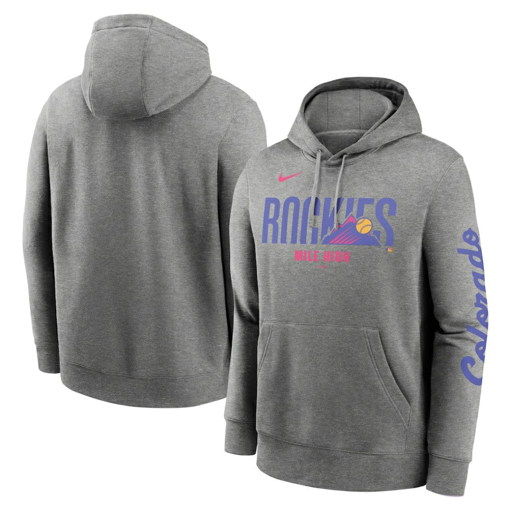 Heather Charcoal Colorado Rockies Nike 2025 City Connect French Terry Club Fleece Pullover Hoodie