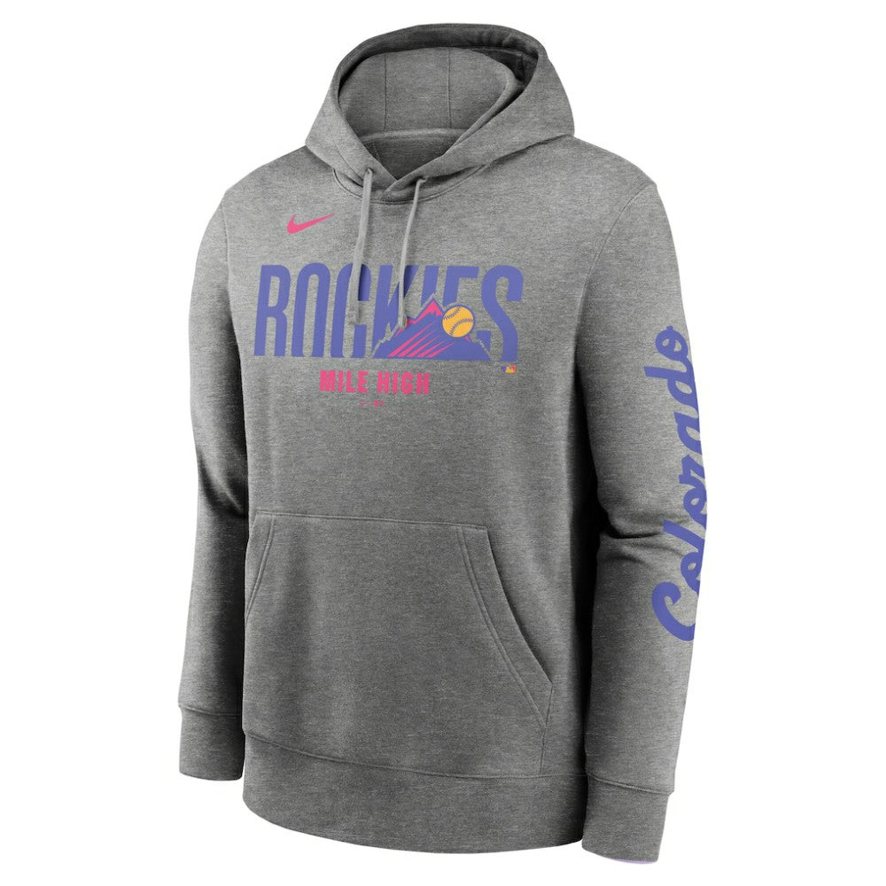 Heather Charcoal Colorado Rockies Nike 2025 City Connect French Terry Club Fleece Pullover Hoodie