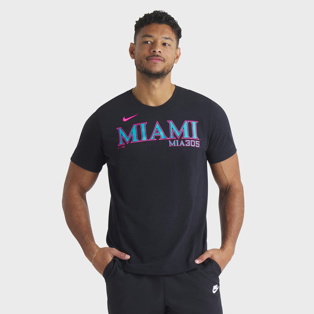 Black Miami Marlins Nike City Connect Wordmark T-Shirt