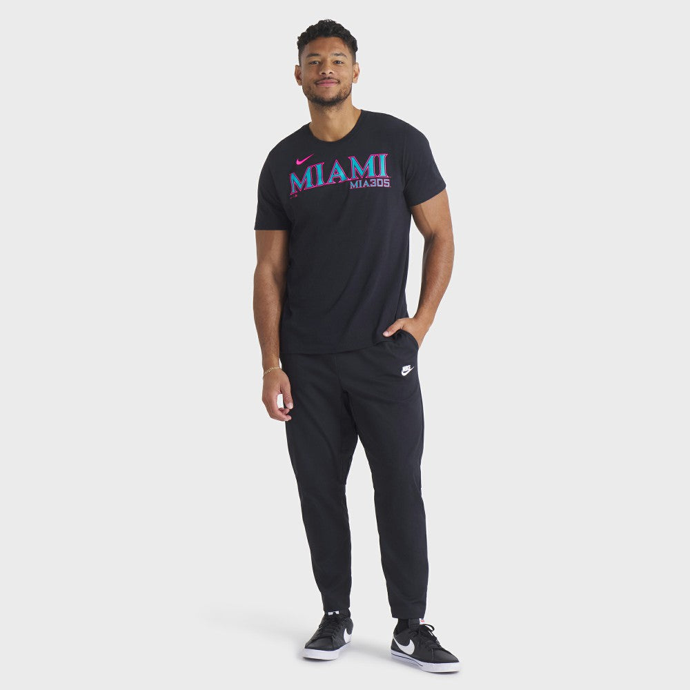 Black Miami Marlins Nike City Connect Wordmark T-Shirt