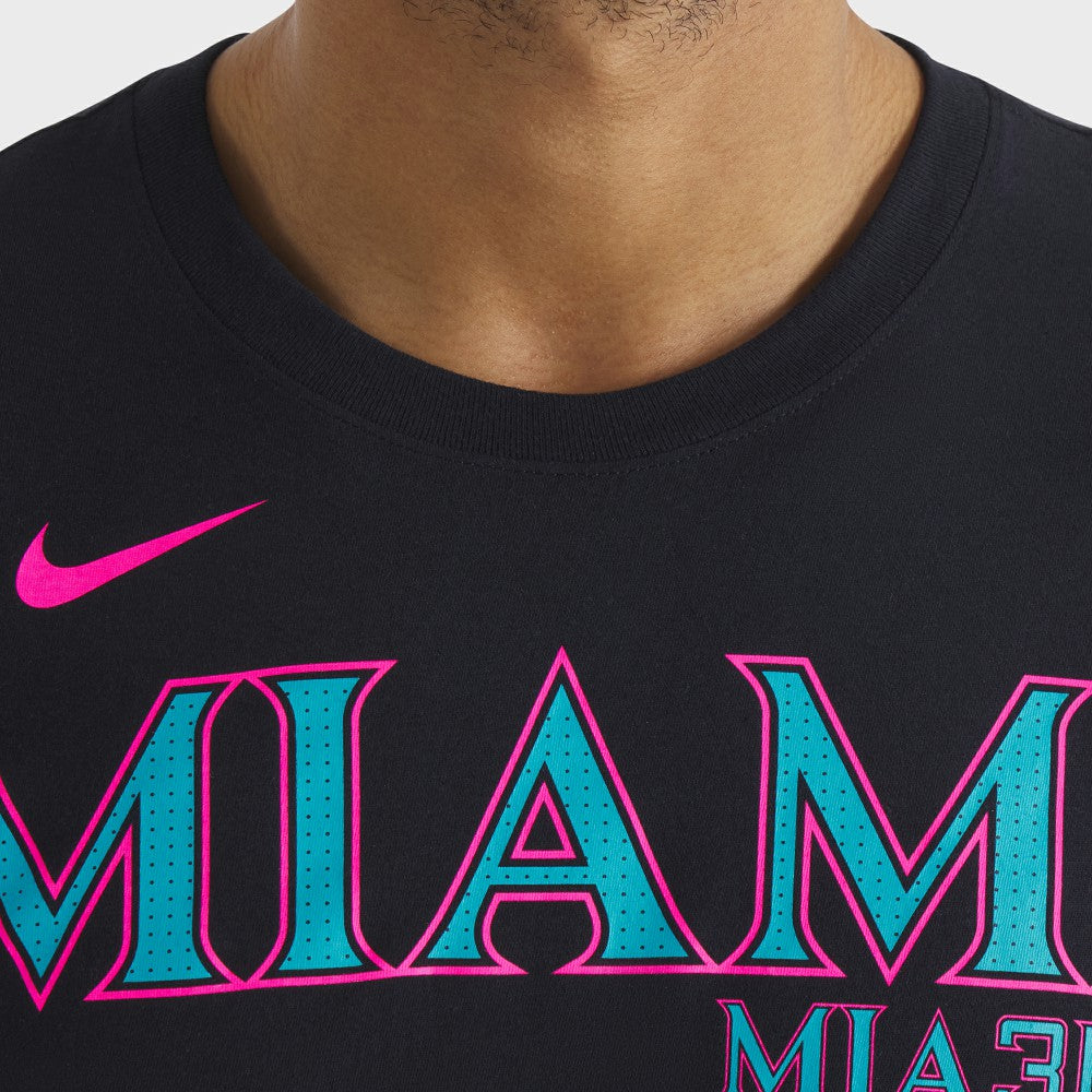 Black Miami Marlins Nike City Connect Wordmark T-Shirt