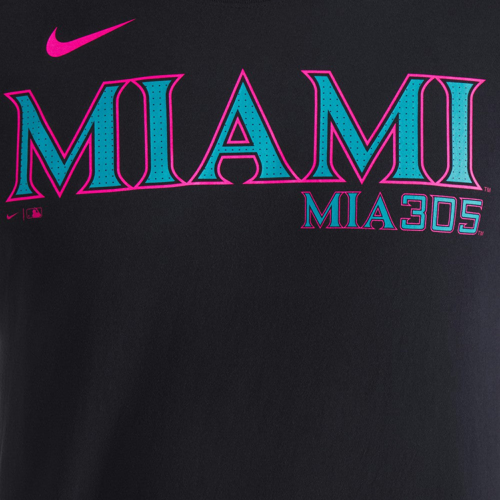Black Miami Marlins Nike City Connect Wordmark T-Shirt