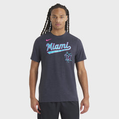 Heather Black Miami Marlins Nike City Connect Script Tri-Blend T-Shirt
