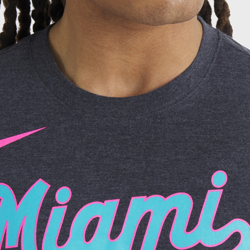 Heather Black Miami Marlins Nike City Connect Script Tri-Blend T-Shirt