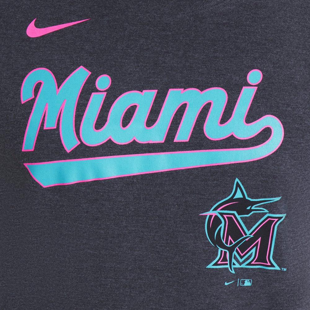 Heather Black Miami Marlins Nike City Connect Script Tri-Blend T-Shirt