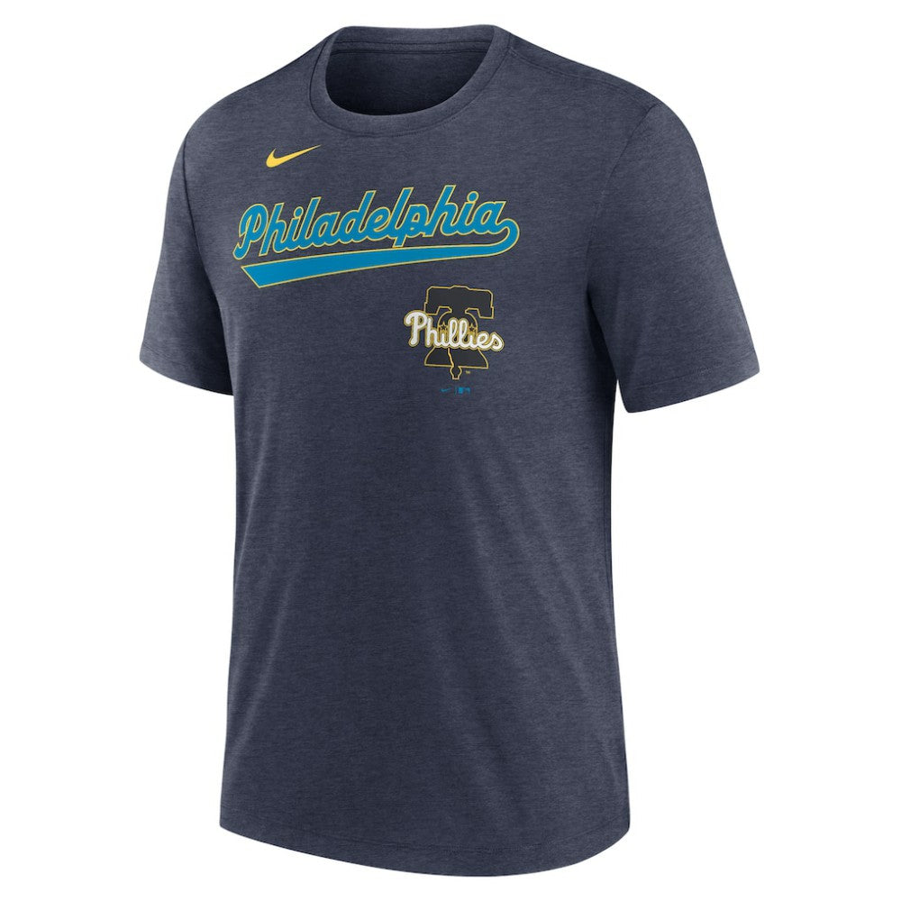 Heather Navy Philadelphia Phillies Nike City Connect Script Tri-Blend T-Shirt