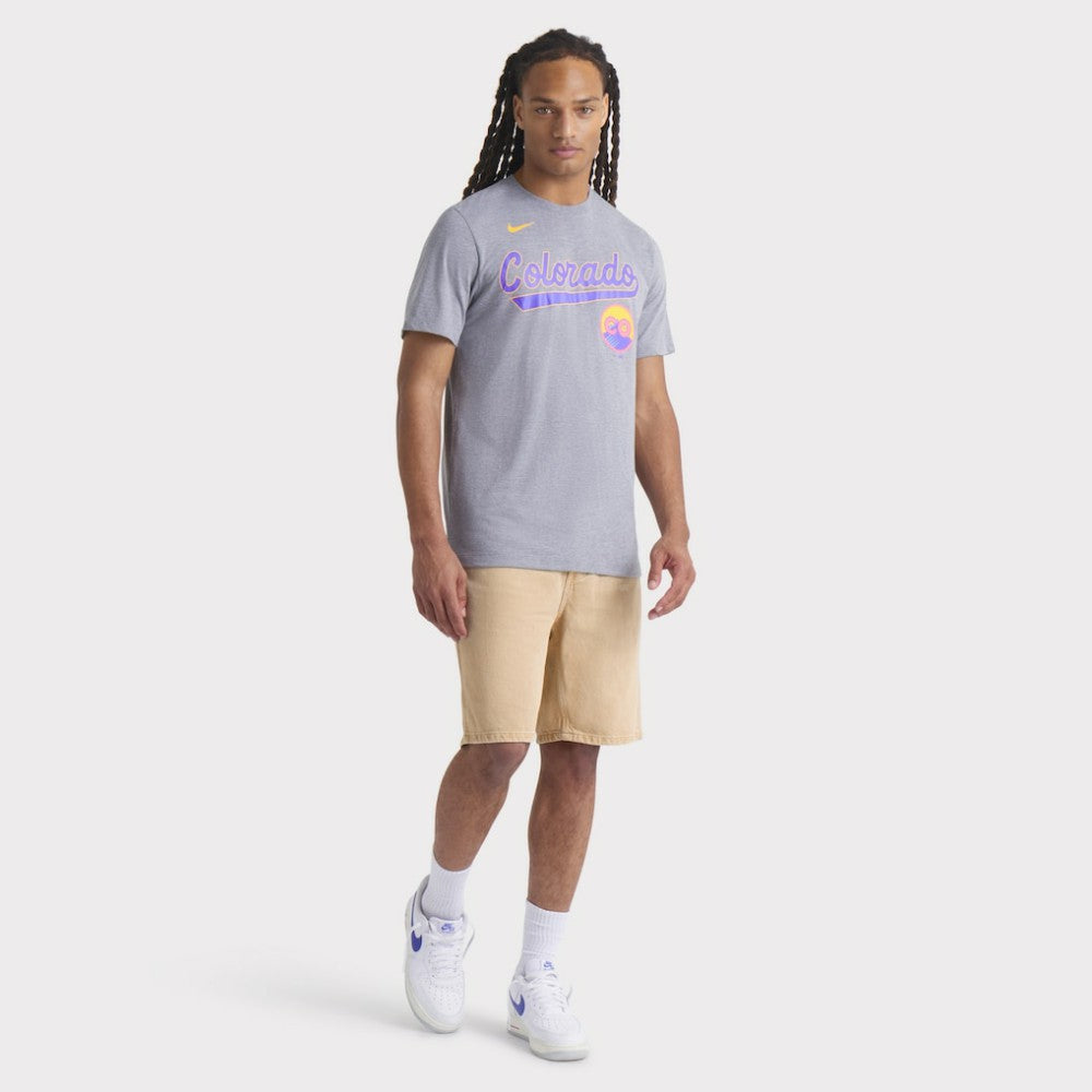 Heather Charcoal Colorado Rockies Nike City Connect Script Tri-Blend T-Shirt