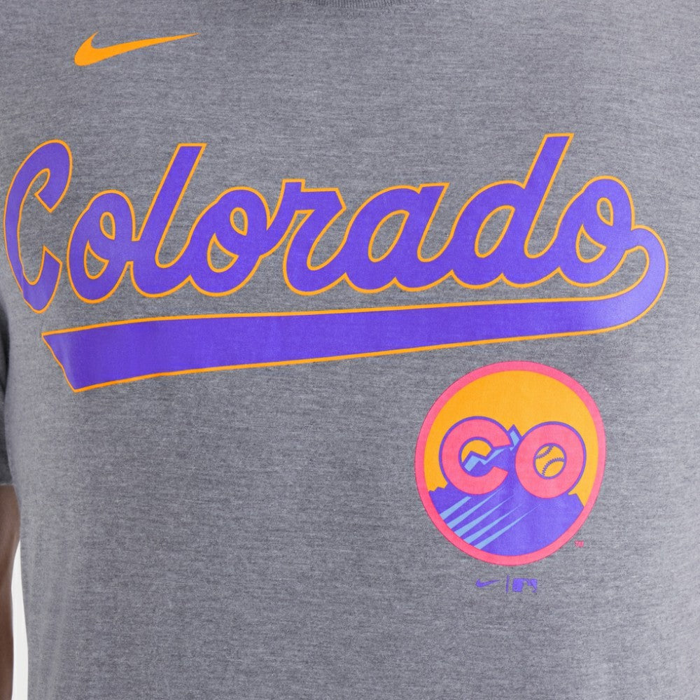 Heather Charcoal Colorado Rockies Nike City Connect Script Tri-Blend T-Shirt