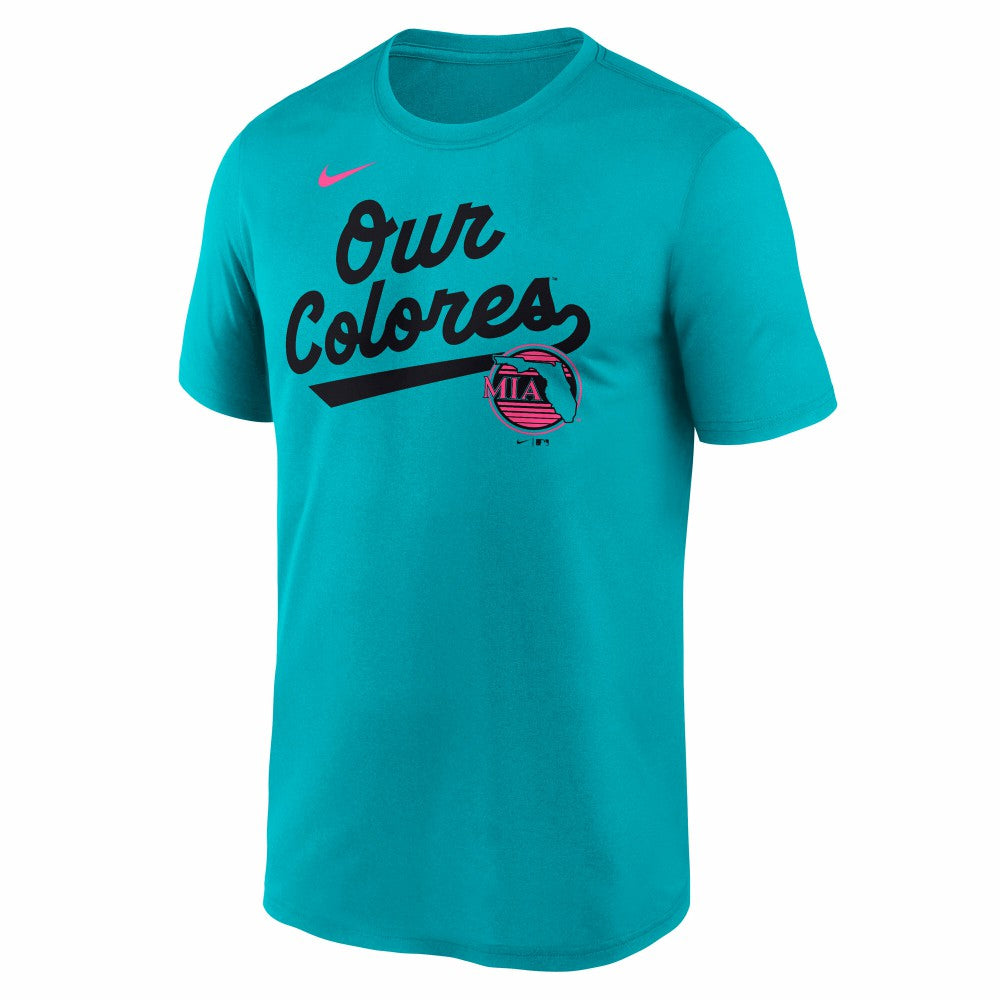 Teal Miami Marlins Nike 2025 City Connect Team Phrase Script Legend Performance T-Shirt