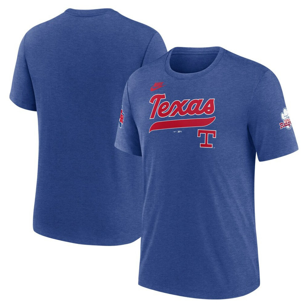 Heather Royal Texas Rangers Nike Cooperstown Collection Eras Tri-Blend T-Shirt