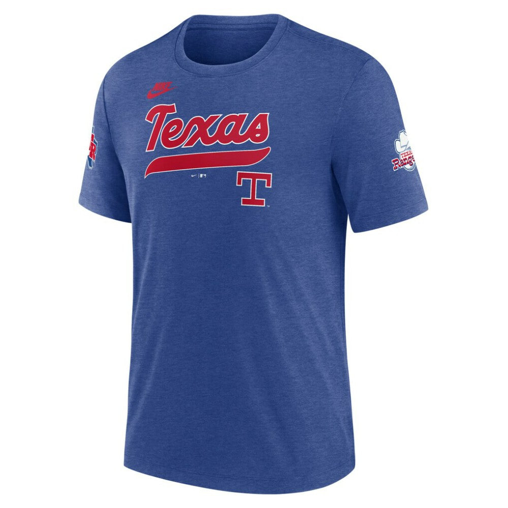 Heather Royal Texas Rangers Nike Cooperstown Collection Eras Tri-Blend T-Shirt
