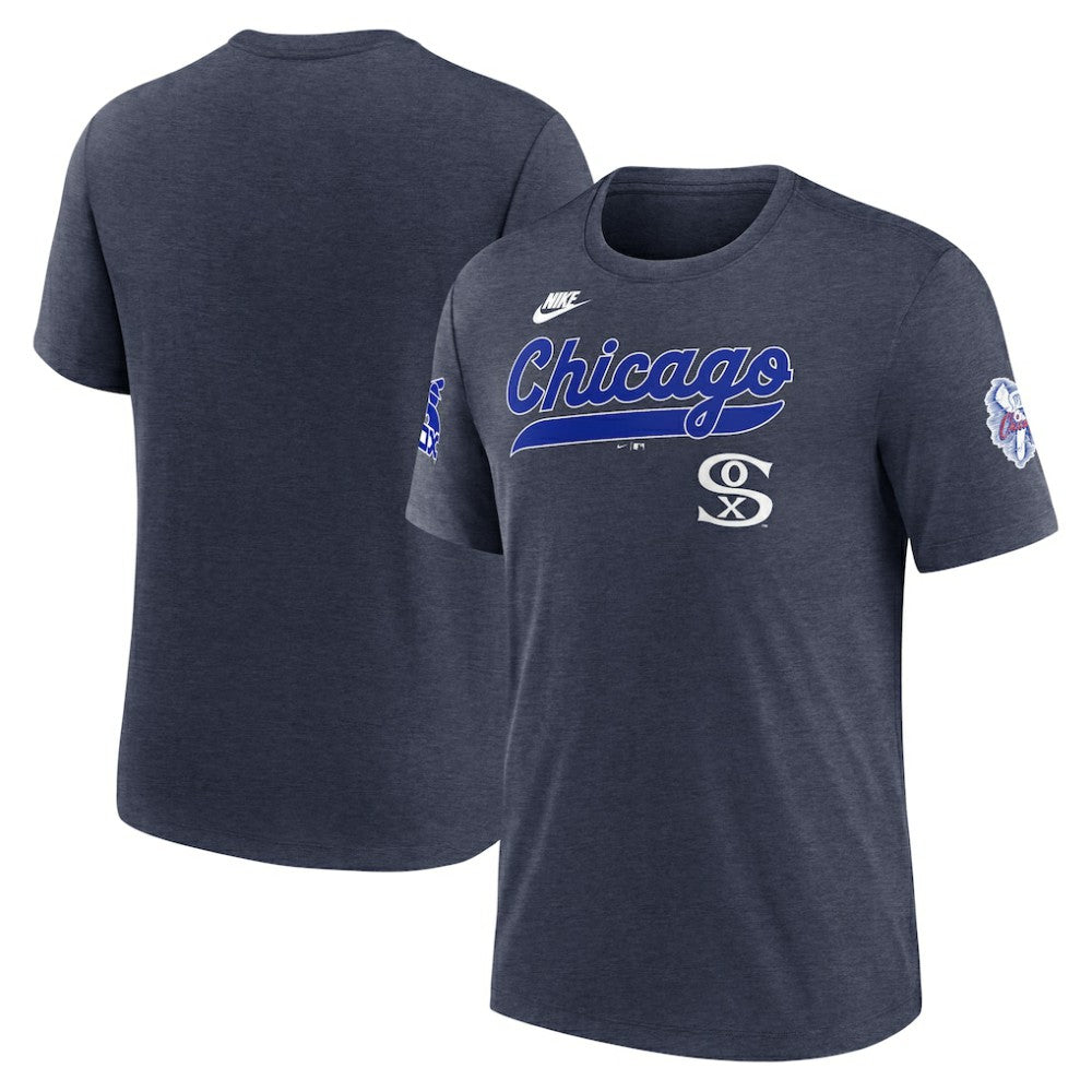 Heather Navy Chicago White Sox Nike Cooperstown Collection Eras Tri-Blend T-Shirt