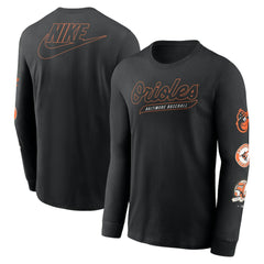 Black Baltimore Orioles Nike Cooperstown Collection Knockout Long Sleeve T-Shirt